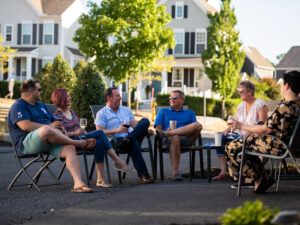 Impromptu hangouts make the evening special with friends new and old.