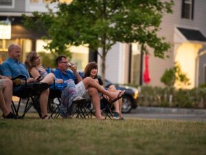 Evening the grown-ups enjoy Summer Movie Night as Hastings