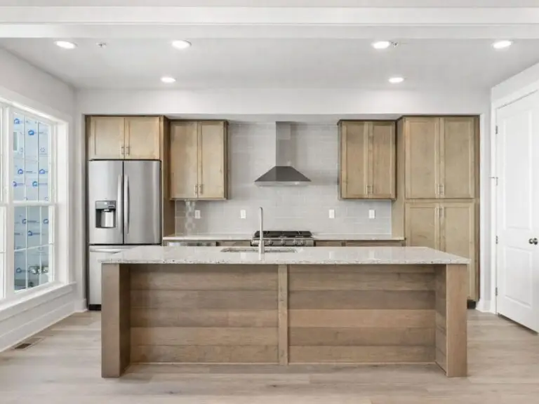 Modern kitchen with natural wood accents