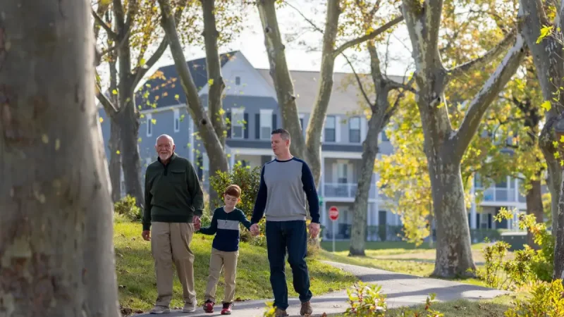 Stroll with family and friends on the winding neighborhood trails