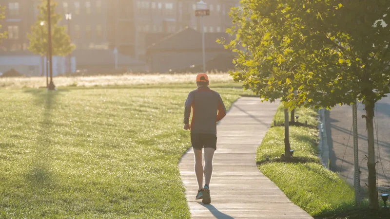 A walkable neighborhood with sidewalks and paths